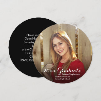 Round Circle Photo Shading Custom Graduation Invitation