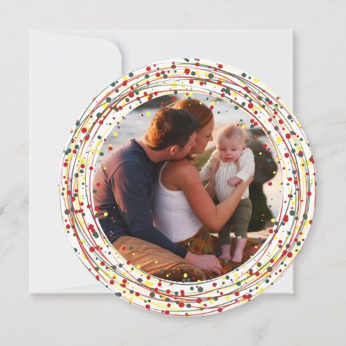 Round Circle Red Green Yellow Paint Photo Happy Holiday Card