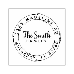 Round Circular Arrows Heart Return Address Stamp