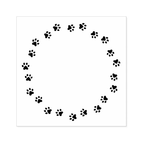 Round circular paw print border rubber stamp