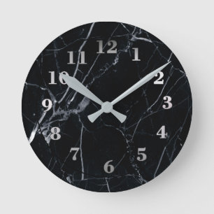 Round clock Black marble