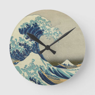 Round clock: "Great Wave off Kanagawa" by Hokusai Round Clock