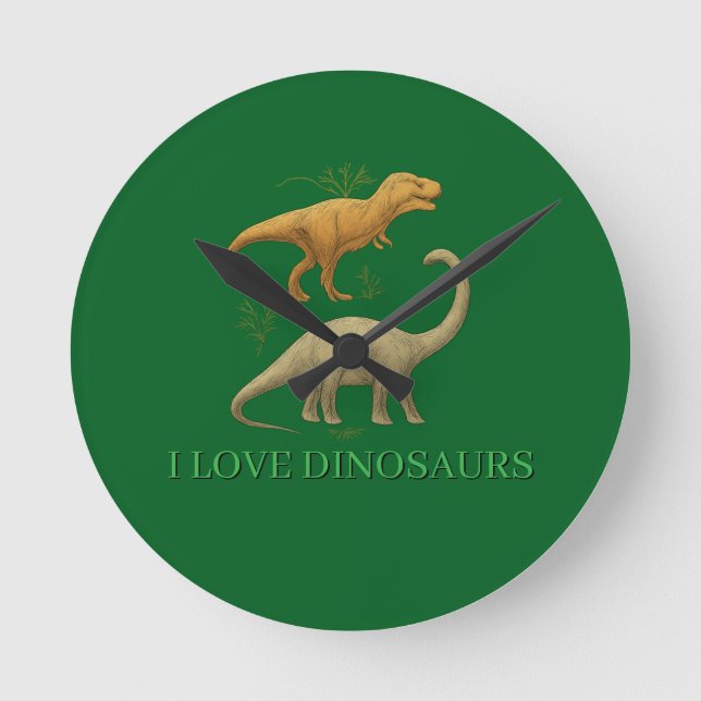 Round Clock - I Love Dinosaurs (Front)