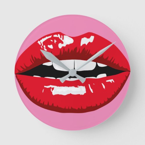 round clock lips stick mouth picture modern design