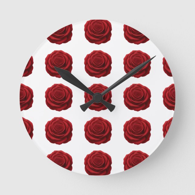 Round Clock  - Red Rose Flower (Front)