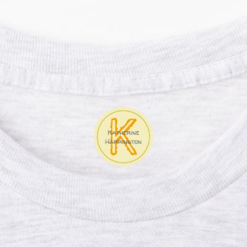 Round Clothing Labels Initial Name Template Kids by millhill at Zazzle