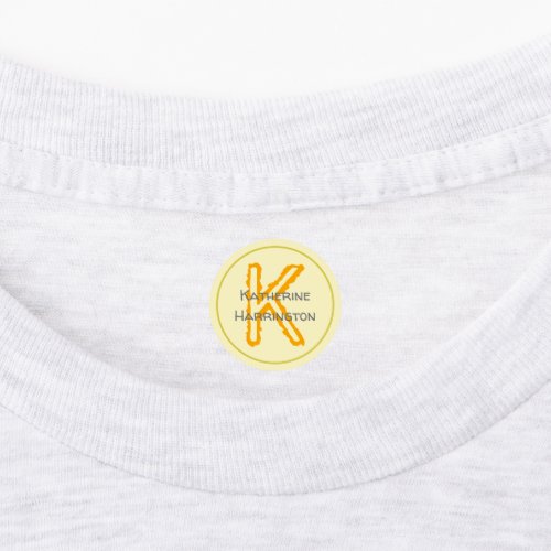 Round Clothing Labels Initial Name Template Kids