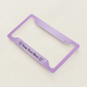 Round Clusters Black Abstract Flowers Purple License Plate Frame