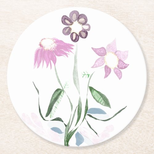 Round coaster with beautiful floral design Round Paper Coaster
