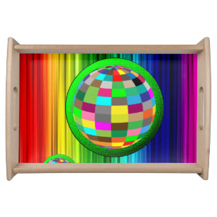 round colorful blue star dinner serving tray