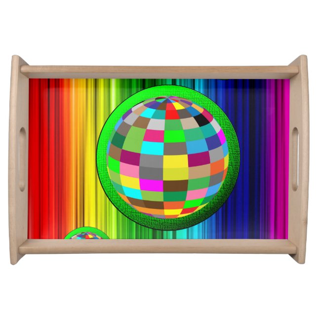 round colorful blue star dinner serving tray (Front)