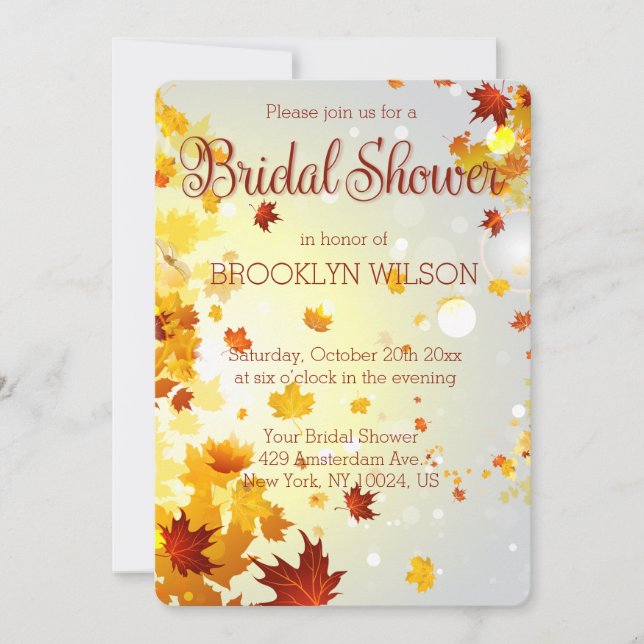 Round Colorful Fall Bridal Shower Invitations (Front)