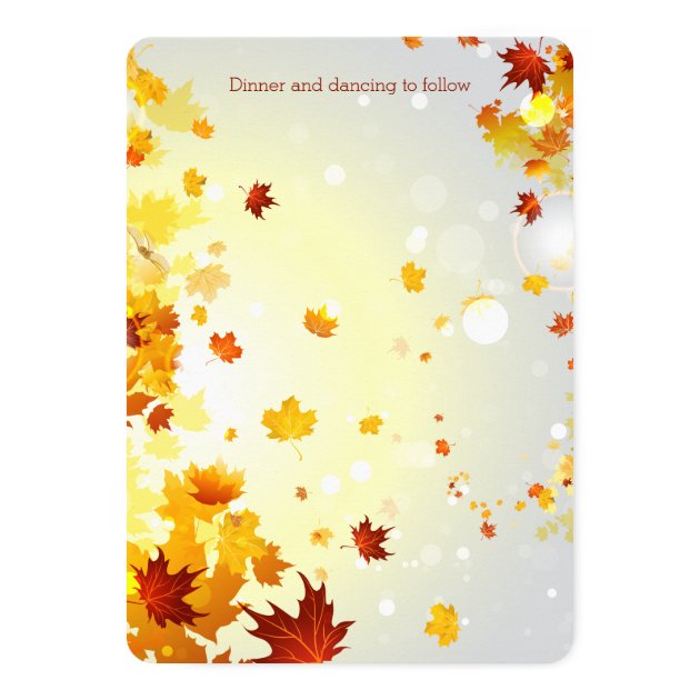 Round Colorful Fall Wedding Invitations Leaves