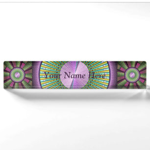 Round Colorful Modern Decorative Fractal Art Name Desk Name Plate