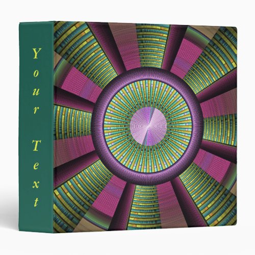 Round Colorful Modern Decorative Fractal Art Text 3 Ring Binder