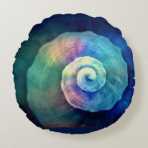 Round Colorful Snail Shell Throw Pillow