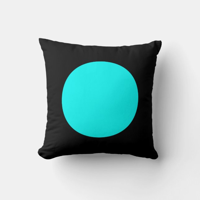 Round Colors - Cyan and Black Throw Pillow (Front)