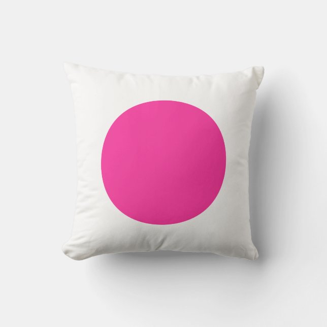 Round Colors - Hot Pink and White Throw Pillow (Front)