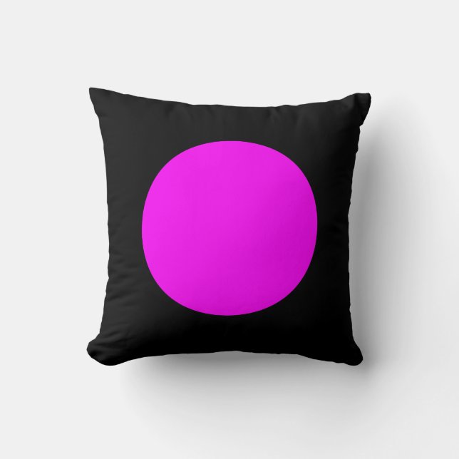 Round Colors - Magenta and Black Throw Pillow (Front)
