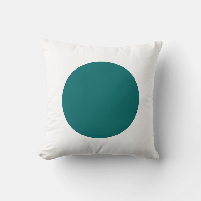 Round Colors - Moss Green and White Throw Pillow (Front)
