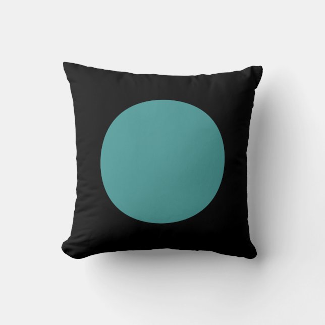 Round Colors - Ocean Green and Black Throw Pillow (Front)