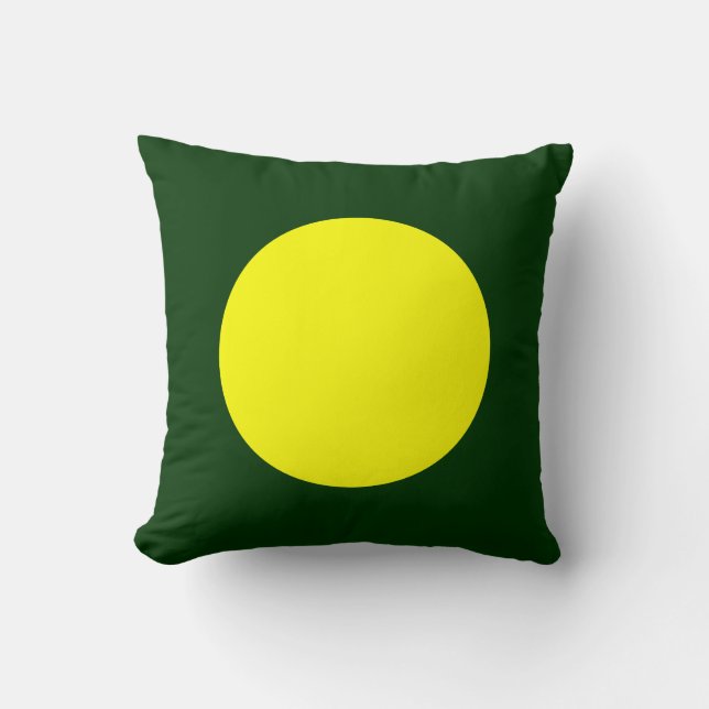 Round Colors - Yellow and Dk Green Throw Pillow (Front)