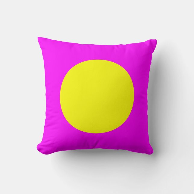 Round Colors - Yellow and Magenta Throw Pillow (Front)