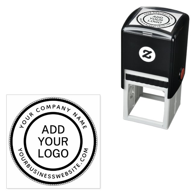 Round company name and URL custom logo template Self-inking Stamp (In Situ)