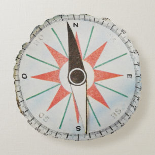 Round compass sea adventure cover pillow