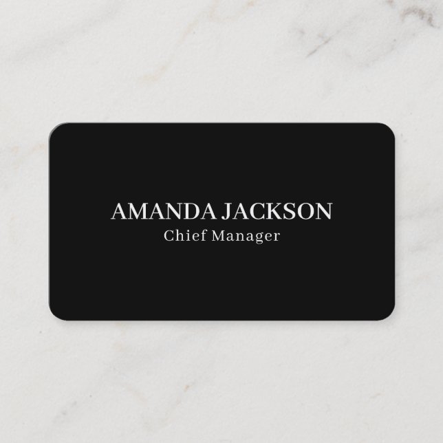 Round Corner Black Professional Trendy Business Card (Front)