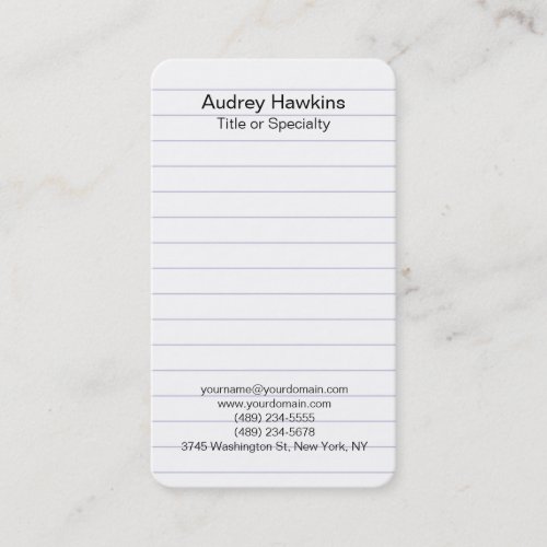 Round Corner Black White Lined Paper Modern Business Card