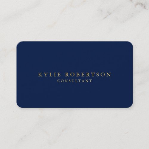 Round Corner Blue Gold Professional Trendy Business Card