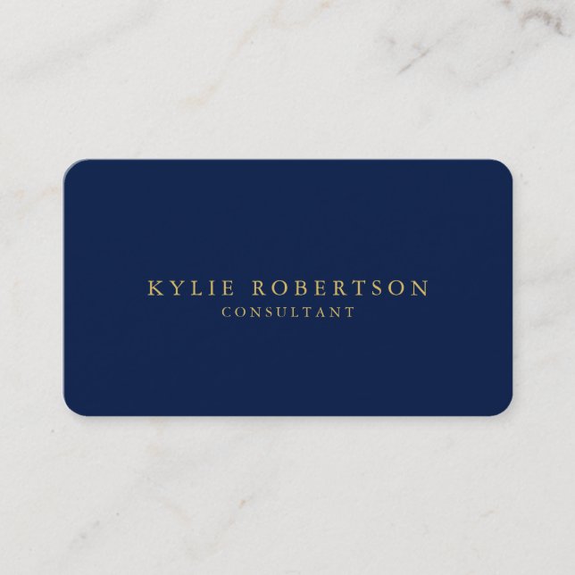 Round Corner Blue Gold Professional Trendy Business Card (Front)