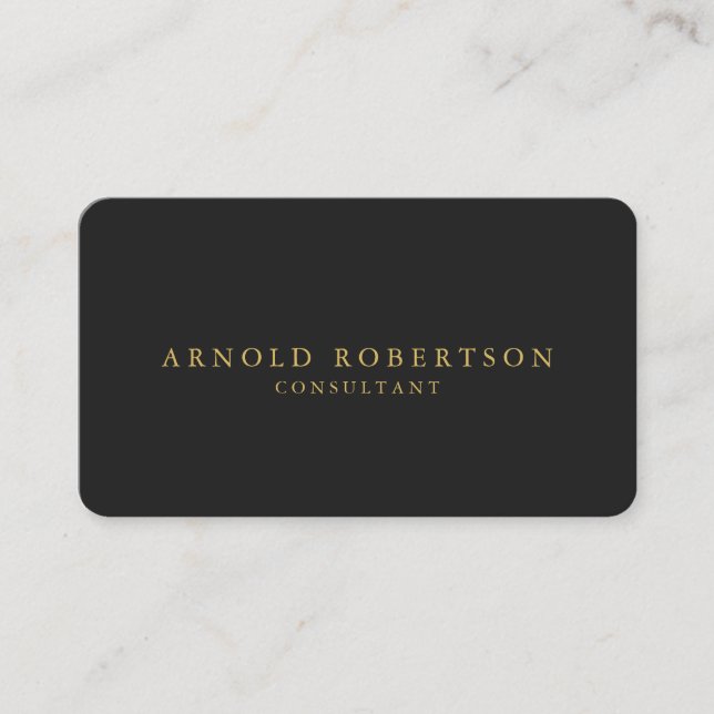 Round Corner Gray Gold Professional Business Card (Front)