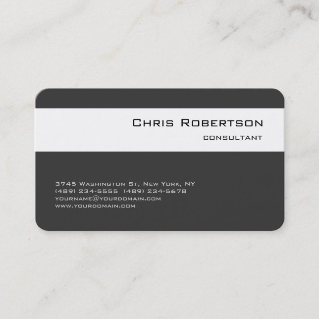 Round Corner Gray White Stripe Business Card (Front)