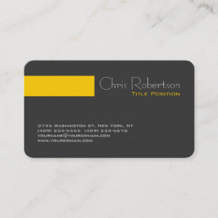 Round Corner Gray Yellow Stripe Business Card