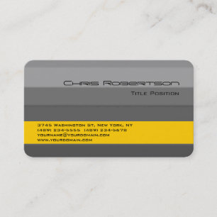 Round Corner Gray Yellow Stripe Business Card