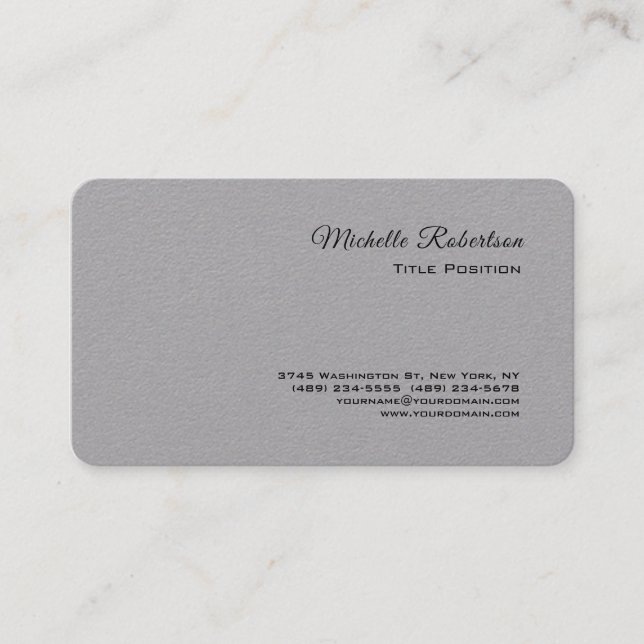 Round Corner Grey Modern Minimalist Professional Business Card (Front)