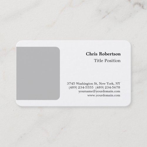Round Corner Grey White Charming Minimalist Custom Business Card