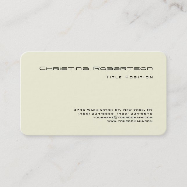Round Corner Minimalist Charming Beige Business Card (Front)