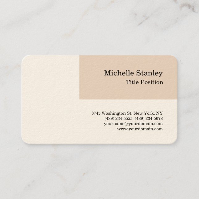 Round Corner Signature Cream Charming Business Card (Front)