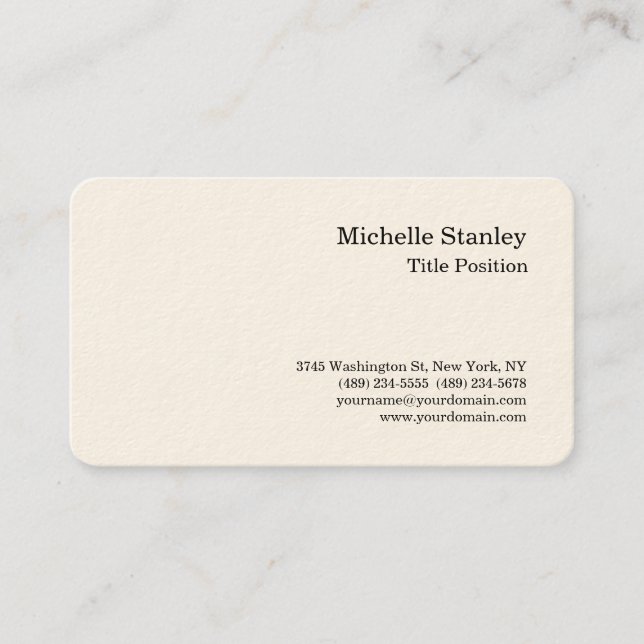 Round Corner Signature Cream Charming Business Card (Front)