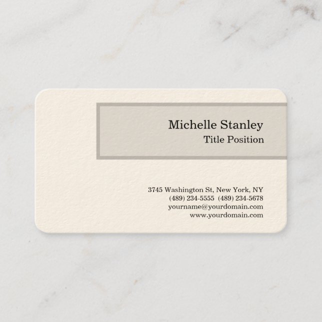 Round Corner Signature Cream Modern Minimalist Business Card (Front)