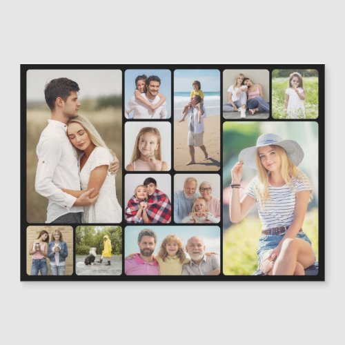 Round Corners 12 Photo Collage Magnetic Card