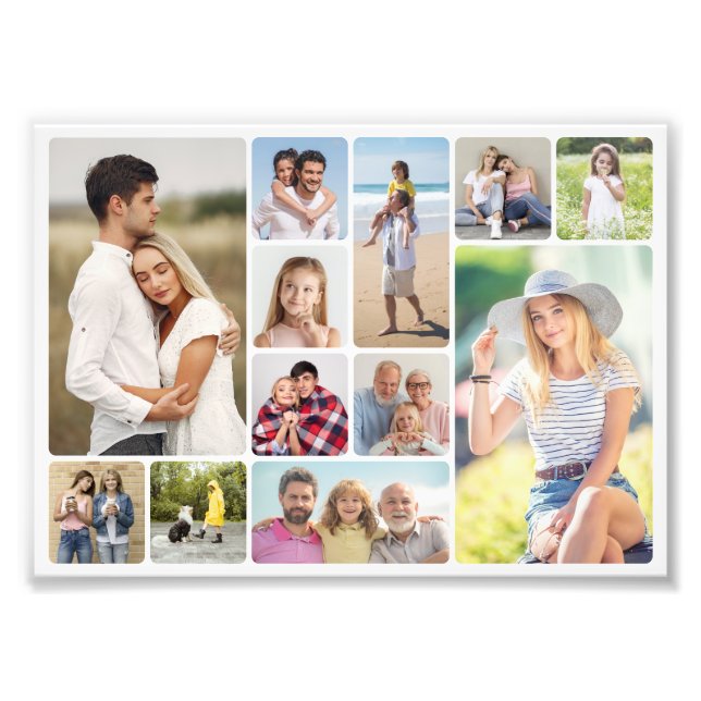 Round Corners 12 Photo Collage Photo Enlargement Print (Front)