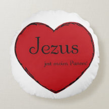 Round cotton pillow with a heart