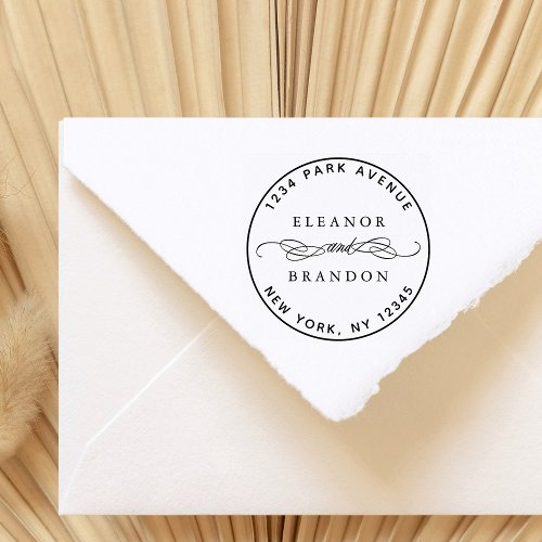 Round Couple Names Wedding Return Address  Self_inking Stamp
