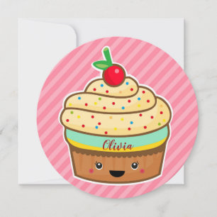 Round cupcake card with name