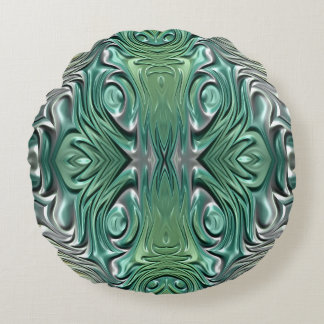 Round cushion glossy silver green