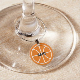 Round custom basketball theme wine glass charms